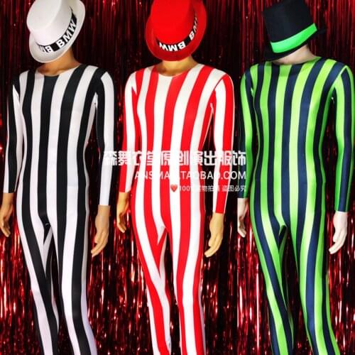 New Nightclubs Bars Male Singers Pants Ds Men Personalized Leggings Trousers Fluorescent Stripes Jazz Party Jumpsuits Clothes