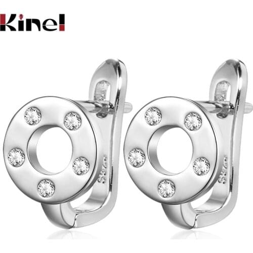 Kinel 2020 New Korean Earrings Womens Round Zircon Copper Gold Fashion Wedding Jewelry Hollow Temperament Earrings