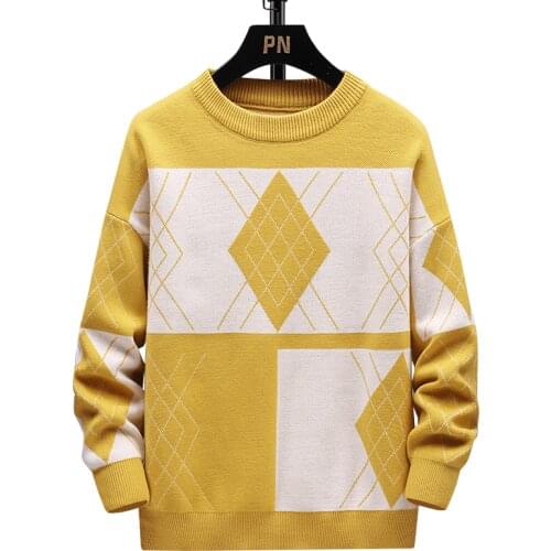 New autumn and winter plus size sweater 3XL-7XL fashion womens loose diamond check retro lazy style pullover sweater