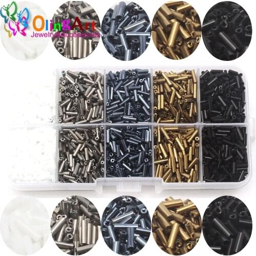 Olingart Glass Bugle Beads Sets Mixed Color Bead DIY necklace/Bracelet jewelry making for 6x1.8mm 125g/box
