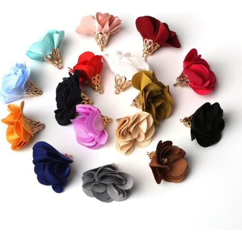 10Pcs Multicolor 17Styles Flower Tassel Pendant Alloy Metal Beads Caps with Pearl Clasp Earring Jewelry Pendant Tassel Findings