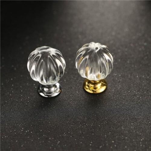 10pcs/ Lot 30mm K9 Crystal Knob Transparent Pumpkin Kitchen Hardware Cabinet Handle ushed