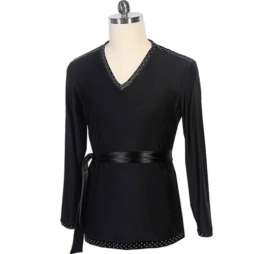 Latin Dance Shirts Male Black Top Tango Samba Cha Cha Salsa Rumba Dancewear Adult Standard Dance Performance Clothing DN4311