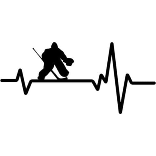 Ice Hockey Car Sticker Heartbeat Series Decor Sport Theme Removable Black/silver AL496