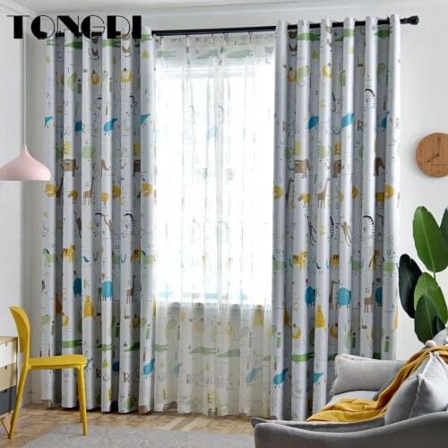 TONGDI Children Blackout Curtains Lovely Cute Cartoon Animals Printing Luxury Decor For Home Girl Princess Bedroom Living Room