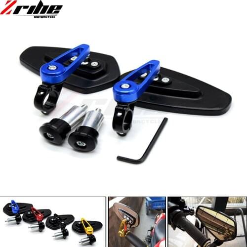 7/8" Pair of Motorcycle Universal Handle Bar End Rearview Mirror CNC Aluminum 360 Rotation Bracket Side View Mirrors