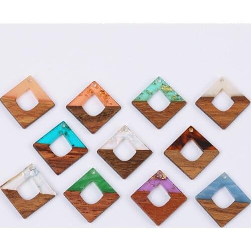 WHSOK 50Pcs 28*28MM Jewelry Findings & Components/Hand Made/Natural Wood & Resin/DIY Charms/Earring Findings/Necklace Pendant