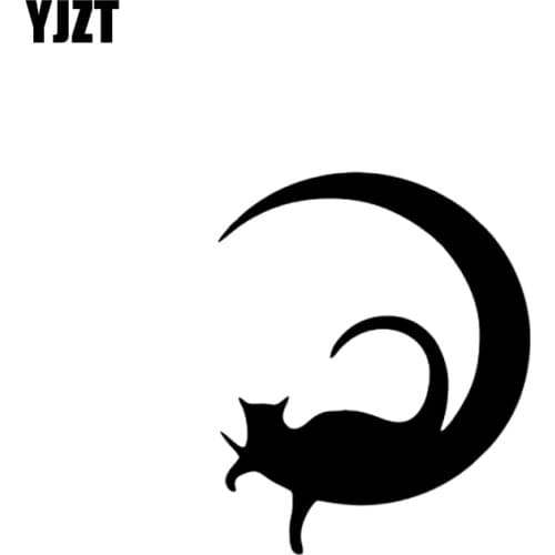 YJZT 10.6CM*13.1CM Cat In Moon Car Stickers Vinyl Funny Decal Black Silver C10-02404