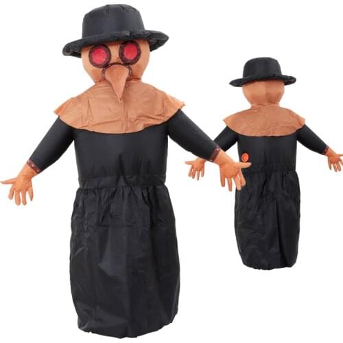 Halloween Funny Cosplay Inflatabe Costume for Adult Big Child Medieval Steampunk Bird Mask Plague Doctor Role Play Suit