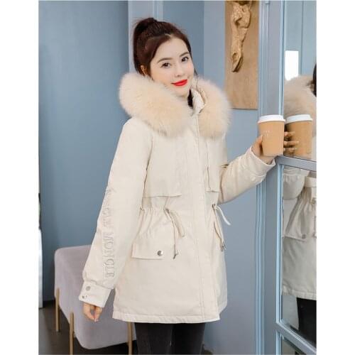 Winter Parkas Jacket Women 2021 New Autumn Coats Fur Collar Korean Style Fashion Casual Cotton Coats Female Elegant Y327