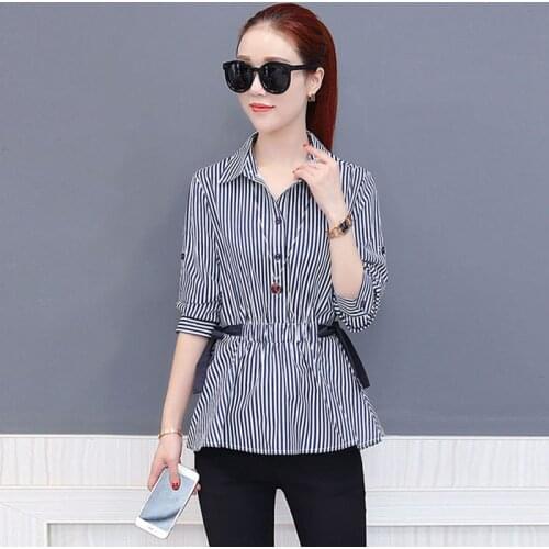 Office Work Wear Women Spring Summer Style Chiffon Blouses Shirts Lady Turn-down Collar Casual Sleeve Blusas Tops DD2420