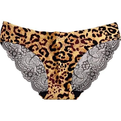 Women Lace Briefs Ice Silk Cooling Panties Fashion Lower Waist Seamless Shorts Lingerie Underwear 982a