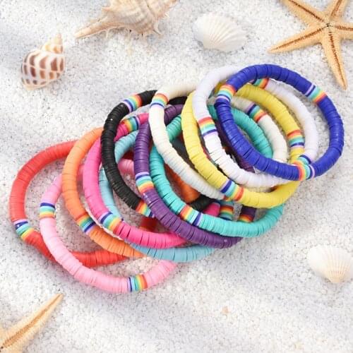 Bohemian Polymer Clay Bracelet for Women Adjustable Handmade Beads Charm Bracelet Femme Jewelry