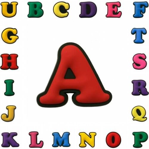 1pcs Colorful Letter PVC Cartoon Shoe Charms Shoe decoration Buckles Accessories Fit Bracelets JIBZ Kids Gifts