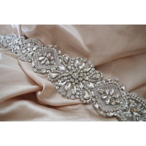 1 Piece Silver Rhinestone Sash Belt, Crystal Bridal Sash Belt, Wedding Belt, Craft Bridal Sash Supply