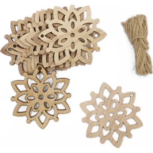 10pcs Wooden Christmas Ornaments Unfinished Christmas Wooden Ornaments Hanging Crafts for DIY Craft Home Party Decoration