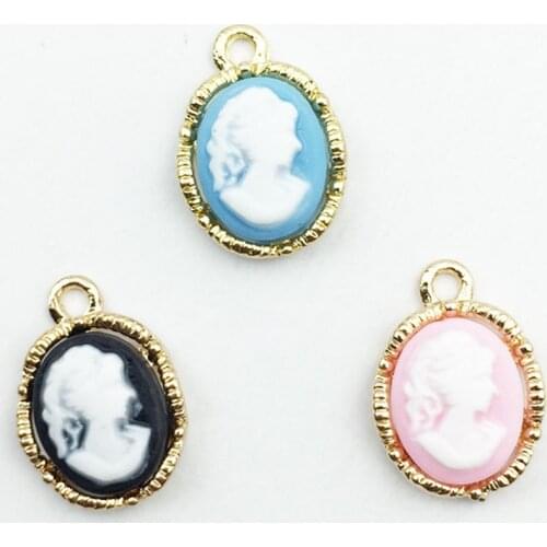 10pcs/lot 10mm*15mm Beauty Head Rhinestones Buttons Pendant Brooch Pin Women DIY Aceessories for Bag Shoes Clothing