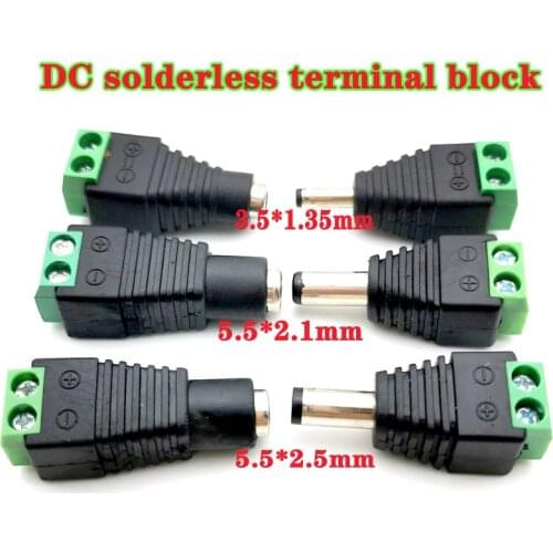 2PCS male and female DC Power plug 5.5 x 2.1MM 5.5*2.5MM 3.5*1.35MM 12V 24V Jack Adapter Connector Plug CCTV 5.5x2.1 2.5 1.35