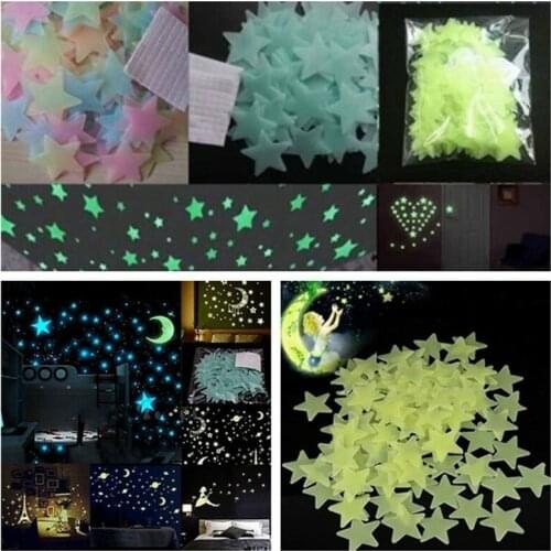 100 Pieces/ Bag 3D Wall Stickers For Kids Room Stars Shine In the Dark Glow Luminous Stickers DIY kids Enfant Wall Sticker