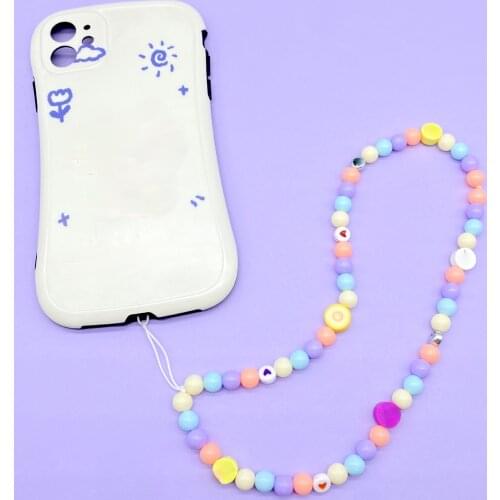 2021 Candy Color Handmade Beads Simple Casual Phone Chain Holder Necklace