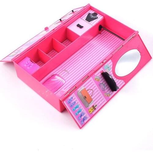 New Fashion Handmade Doll Accessories 43 Items/Lot Miniature Dollhouse Furniture Wardrobe Shoes Clothes For Barbie DIY Present
