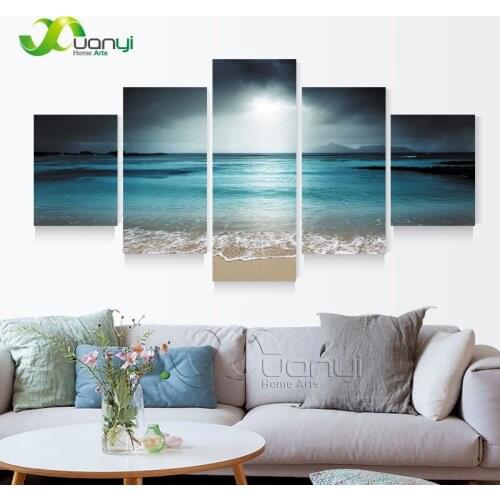 5 Panel Sunset Seascape Wall Art Canvas Painting Wall Picturs For Home Artwork Sunset Seascape Painting Room Decor Unframed