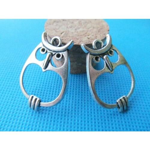 50pcs 23.65mmx34.15mm Antique silver tone/Antique Bronze Night Owl Connector Pendant Charm,Bracelet Charm,DIY Accessory Jewelry