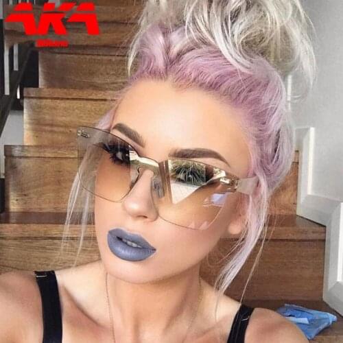 AKAgafas One-piece Sunglasses Women 2021 Colorful Candy-colored Classic Rimless Sun Glasses Vintage High Quality Eyewear UV400