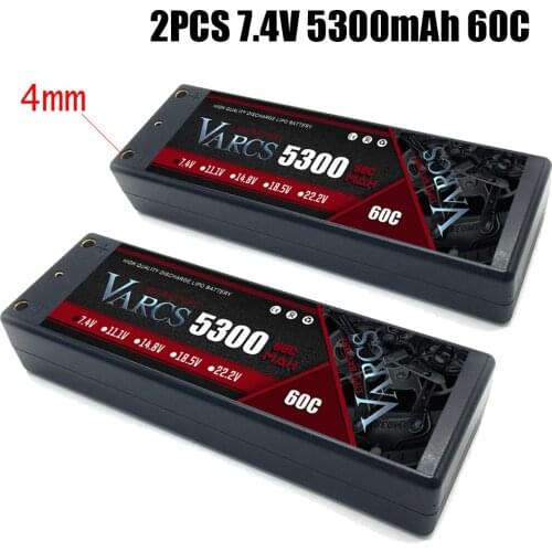 2PCS VARCS Lipo Batteries 2S 7.4V 5300mAh 60C/120C HardCase for RC 1/8 /10 Car Off-Road Buggy Truck Boats Drone salash Parts