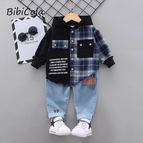 BibiCola 2020 new gentleman baby boys clothing set Children spring autumn coat + pants fake three-piece suit kids clothes suit