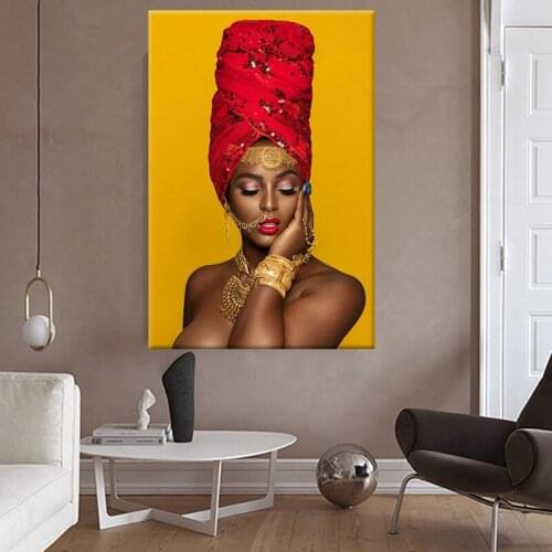 Black and Gold Sexy Nude African Woman Canvas Painting Posters and Prints Cuadros Wall Art for Living Room Home Decor