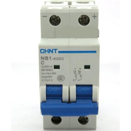 DC500V 2Pole 60Amp 6KA CHNT NB1-63 DC MCB Circuit breaker for solar photovoltaic