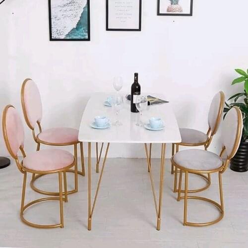 Chinafurniture modern minimalist INS pink cloth velvet chair iron paint marble coffee table