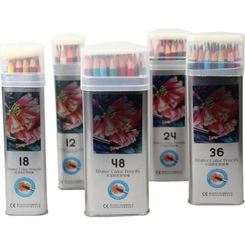 YMZ 12 / 18 / 24 / 36 / 48color professional water soluble color pencil, wooden soft watercolor pen, used for school sketch art
