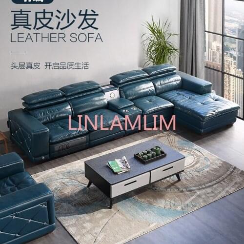 Genuine leather sectional sofa electric recliner Living Room Sofa L alon couch puff asiento muebles de sala air cleaner speaker