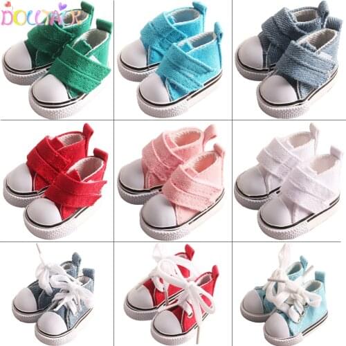 High Top 5cm Canvas Doll Shoes For 1/6 BJD&EXO Doll Accessories Velcro Candy Sneakers Mini DIY Doll Shoes For 14Inch Girls Dolls