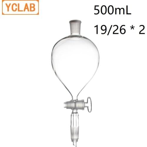 HUAOU 500mL 19/26 * 2 Seperatory Funnel Globe Shape Standard Ground Mouth Laboratory Chemistry Equipment