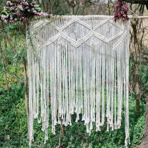 Macrame Wall Tapestry Hanging Handmade Cotton Wedding Backdrop Large Woven Tapestry for Indoor Outdoor Boho Wedding Decor