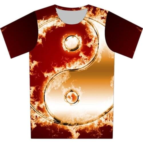 Joyonly Boy and Girl Fashion Fire Gossip Yin Yang Spiral Stairs T-shirt 2018 Summer Children T shirt Kids Tops Tee Baby Clothes