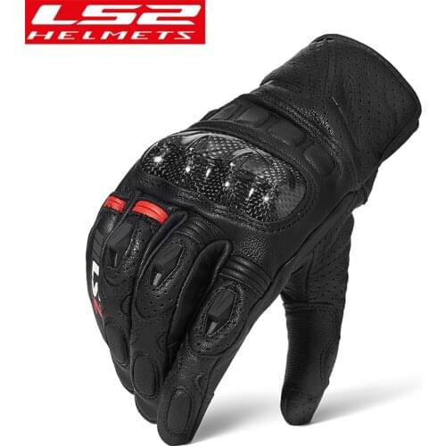 LS2 MG006 Motorcycle Riding Gloves ls2 genuine leather guantes para moto carbon fiber shell full finger breathable windproof