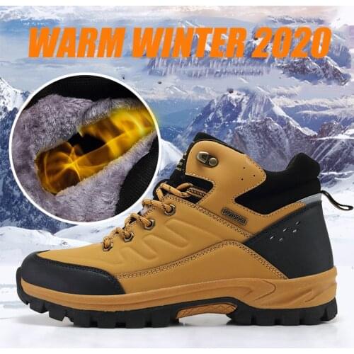 High Quality Winter Boots Men Cow Leather Snow Boots Walk Hike Boot Non-slip Outdoor High-top Casual Shoes Male Mens Sneakers