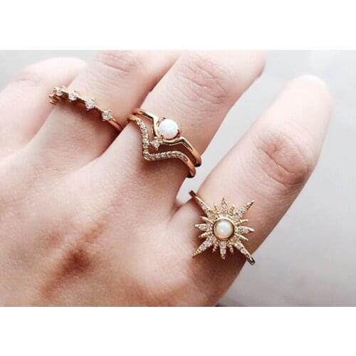 HOT sale Simple Style Wholesale stack design delicate thin wedding engagement skinny gold filled fashion dainty women ring set