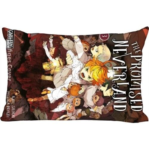 The Promised Neverland Pillowcase 45x35cm(One Side) Decorative Rectangle Zipper 3D Print Pillowcase Satin Fabric Pillow Cover