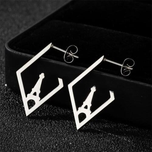 Stainless Steel Eiffel Tower Earring For Women Man Engagement Creative French Themed Jewelry Holiday Birthday Gifts For Lovers