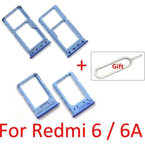 New SIM Card Tray Slot Holder For Xiaomi Redmi 6A 6 A Replacement Parts Sim Card Adapter