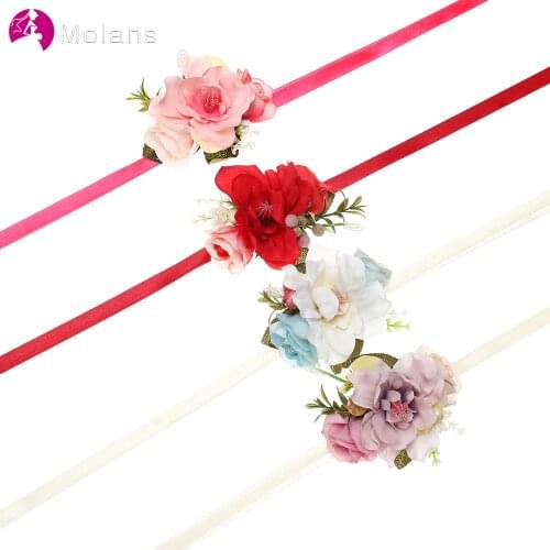 MOLANS Ribbon Flower Hairband for Women Crown Headband Party Wedding Bride Headwear Ornament Simple Hair Accessories 2020