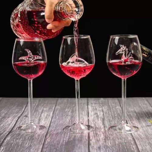 Hippocampus Dolphins Dolphins Style Glasses Lead-Free Cups Elegant Drinking Glassware for Cocktail Red Wine