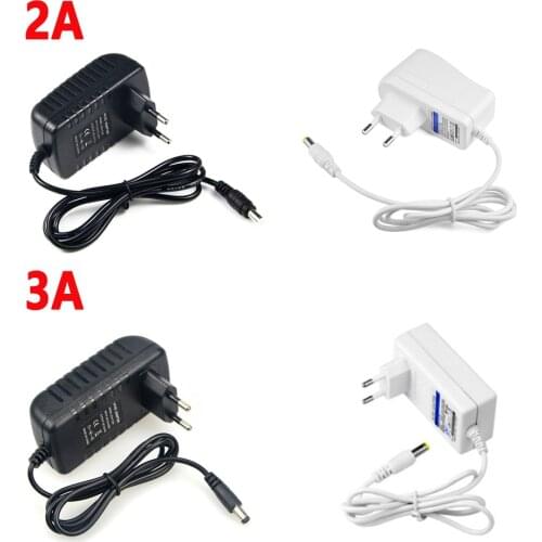 Power Supply 12V Lighting Transformer Black White Body EU US Plug Power Supply 2A/ 3A Power Adapter for LED Strip ,Cabinet Light