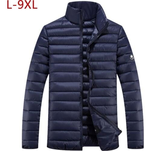 Plus Size 9XL Short Warm Thick Outwear Softshell Mens Winter Jacket Male Coat Ultralight Down Parkas Overcoat 5XL 6XL 7XL 8XL