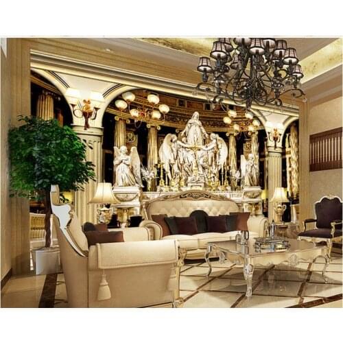 Roman column church European style Fresco 3D TV backdrop pvc self-adhesive wallpaper Home Decoration